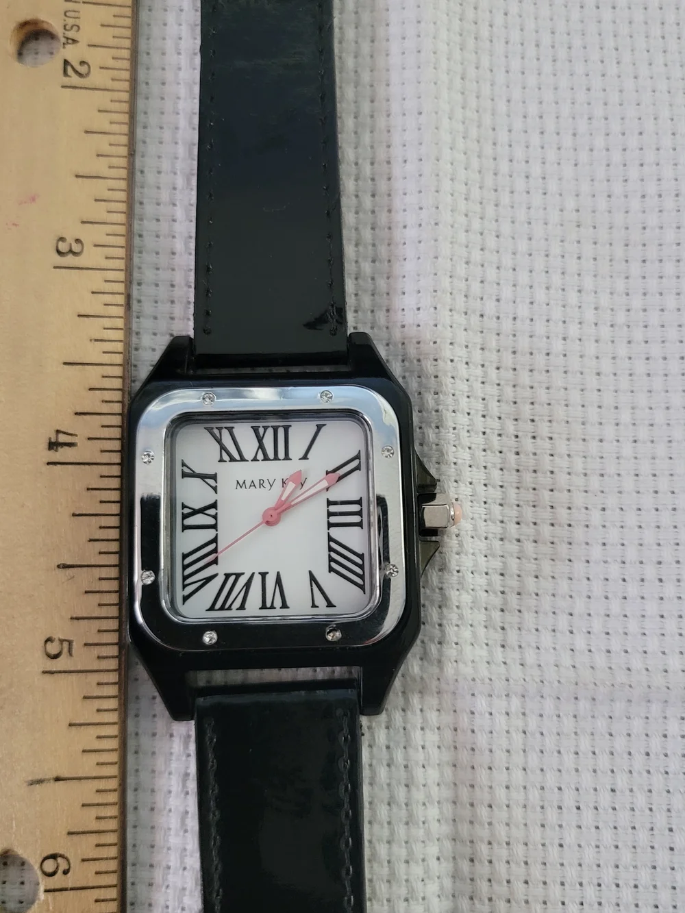 Mary Kay Black Strap Square Analog Watch with White Dial